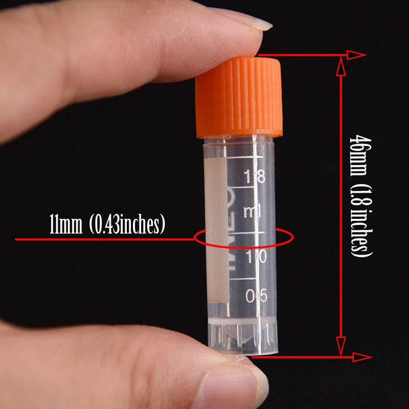 IXGNIJ 81PCS Cryo Tubes 2ml, Plastic Small vials with Screw caps Sample Tubes,PP Material ，with Silica Gel Gasket，Free from DNase, RNase, Human DNA - Image 2